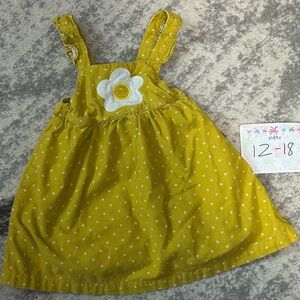 Boden Yellow Polka Dot Kids Dress with Daisy Flower Accent